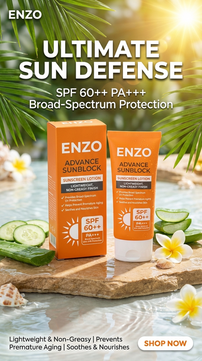 Pakistan Heat & Sun Damage se Skin Protect karo – ENZO SPF 60++ Daily Shield