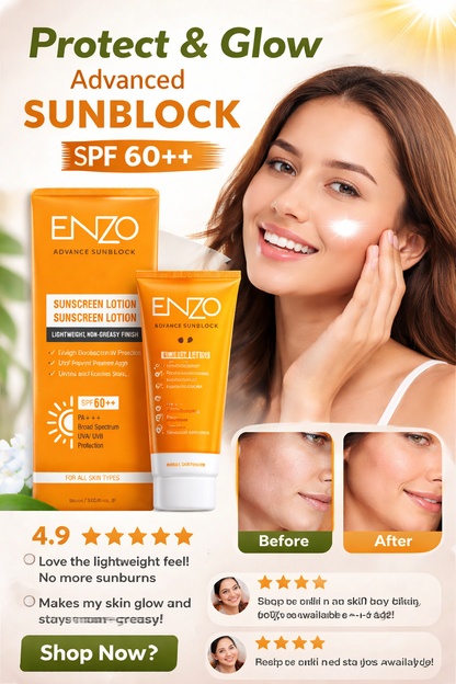 ENZO Acne + Sun Combo | Face Wash & SPF 60++ Sunblock — Daily Skin Care Kit