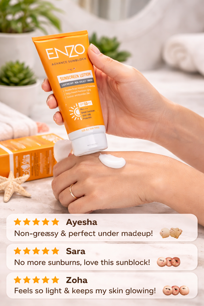 Pakistan Heat & Sun Damage se Skin Protect karo – ENZO SPF 60++ Daily Shield