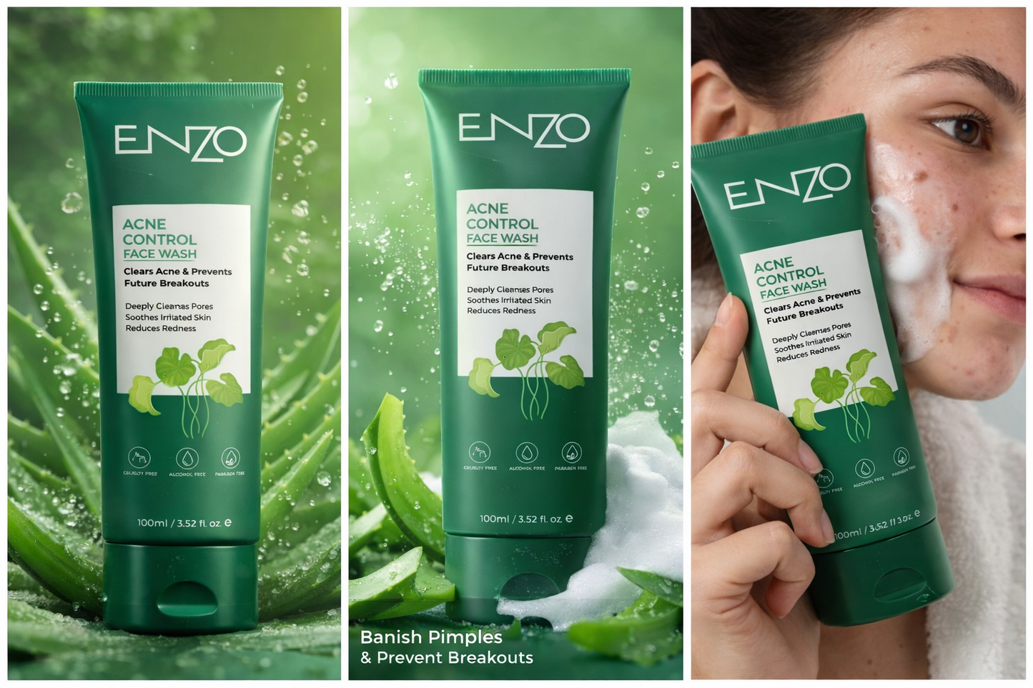 ENZO Acne + Sun Combo | Face Wash & SPF 60++ Sunblock — Daily Skin Care Kit