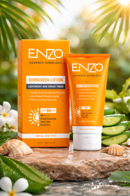 ENZO Acne + Sun Combo | Face Wash & SPF 60++ Sunblock — Daily Skin Care Kit