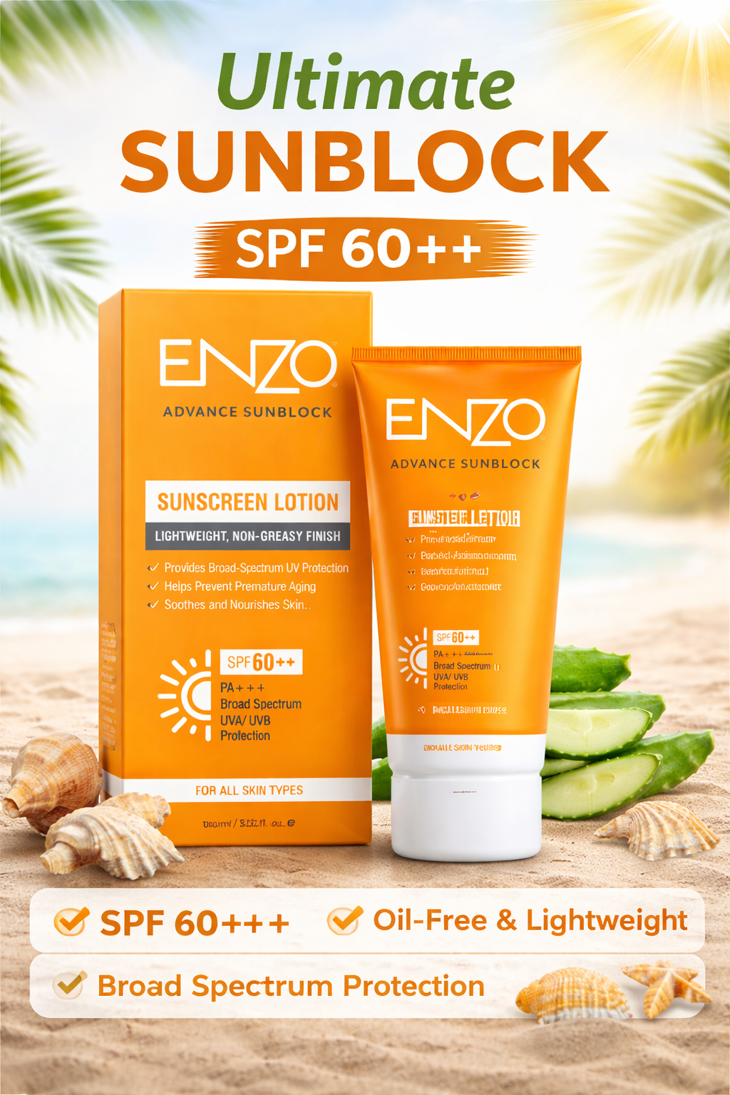 Pakistan Heat & Sun Damage se Skin Protect karo – ENZO SPF 60++ Daily Shield
