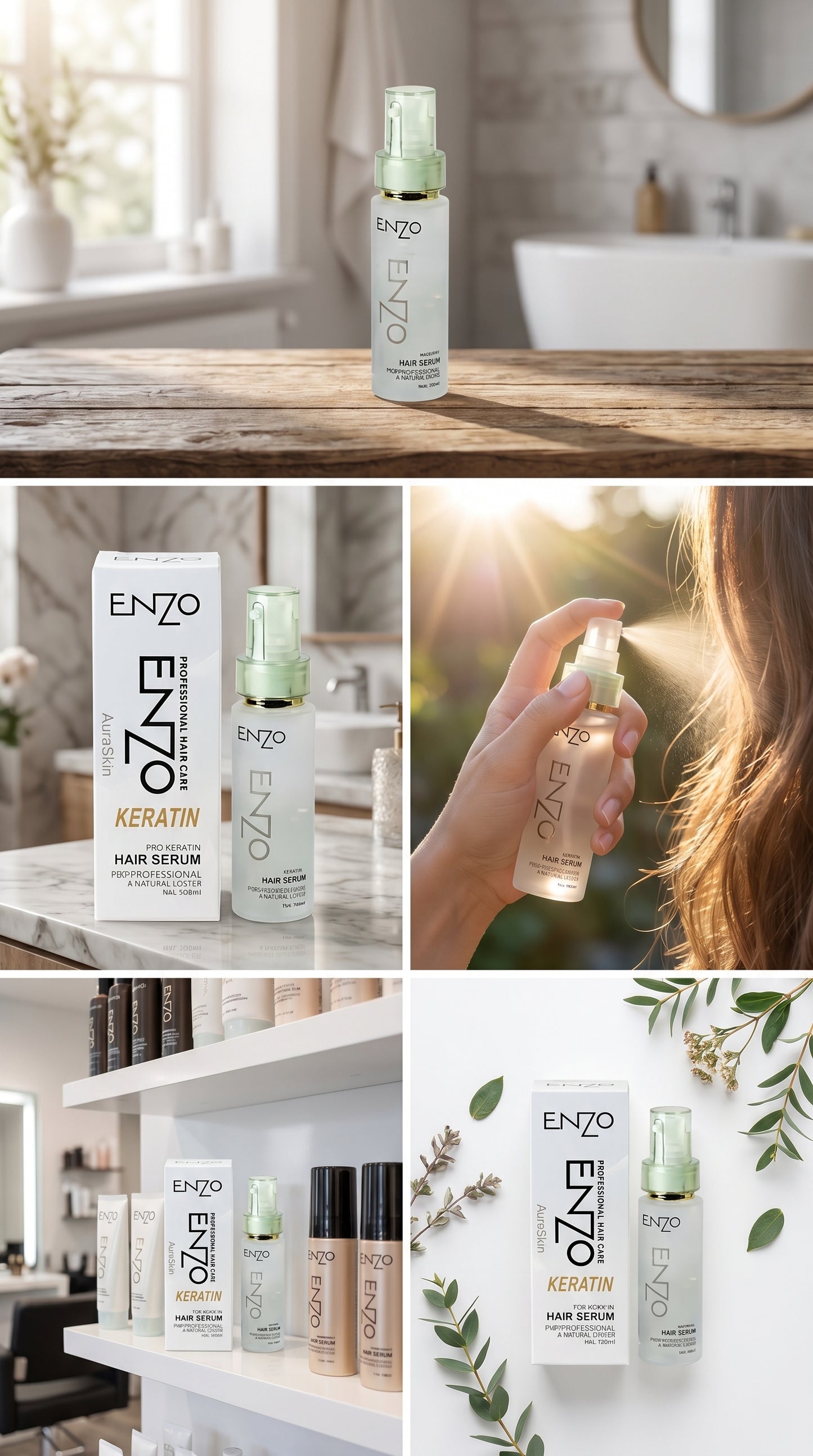 ENZO Keratin Hair Serum 100ml – Anti Frizz, Smooth & Silky Hair Care
