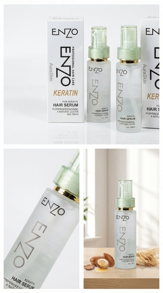 ENZO Keratin Hair Serum 100ml – Anti Frizz, Smooth & Silky Hair Care