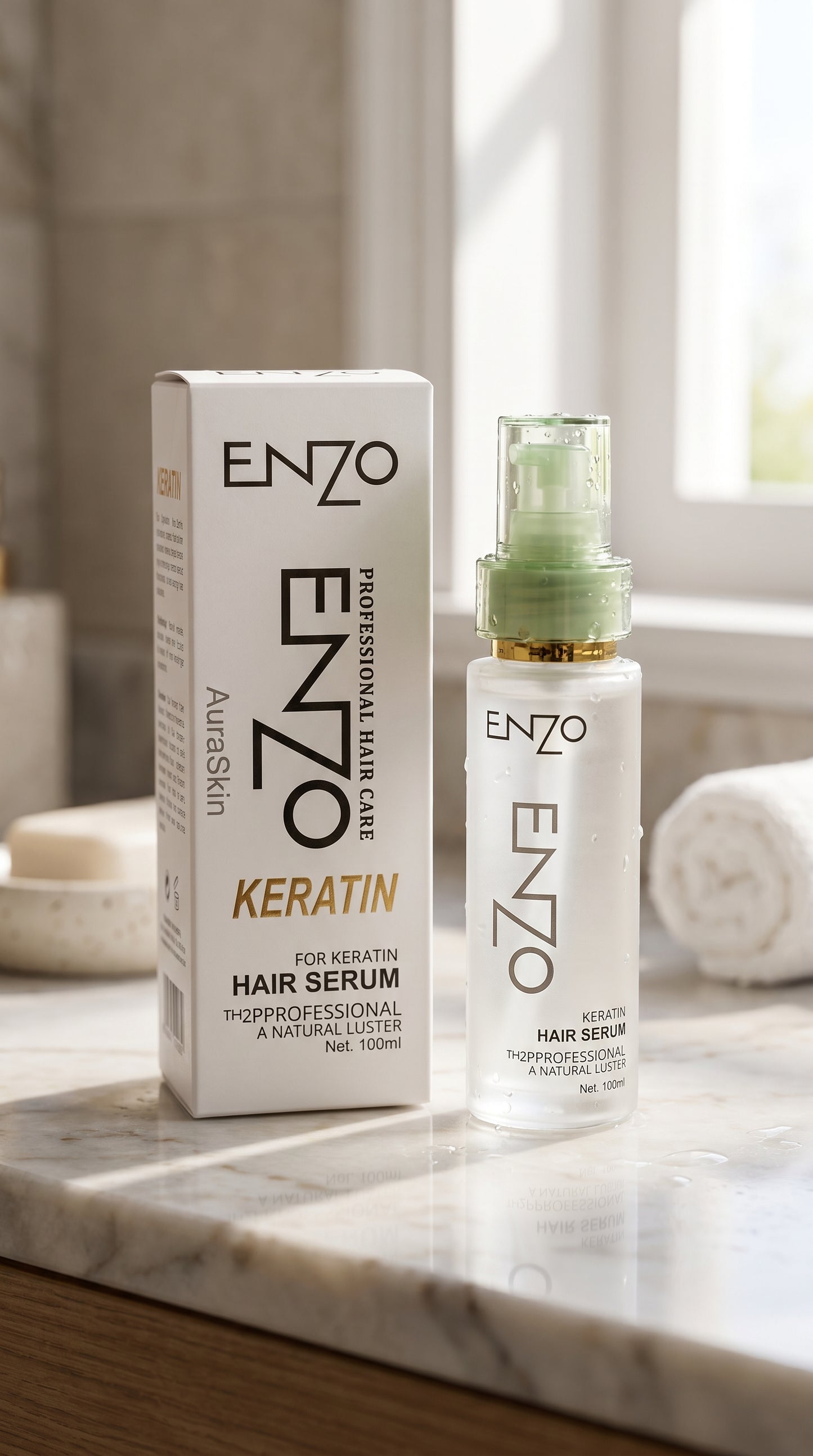 ENZO Keratin Hair Serum 100ml – Anti Frizz, Smooth & Silky Hair Care