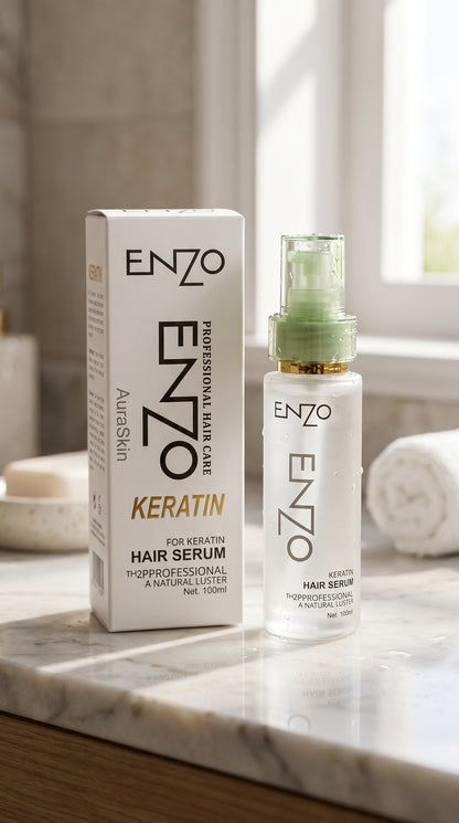 ENZO Keratin Hair Serum 100ml – Anti Frizz, Smooth & Silky Hair Care