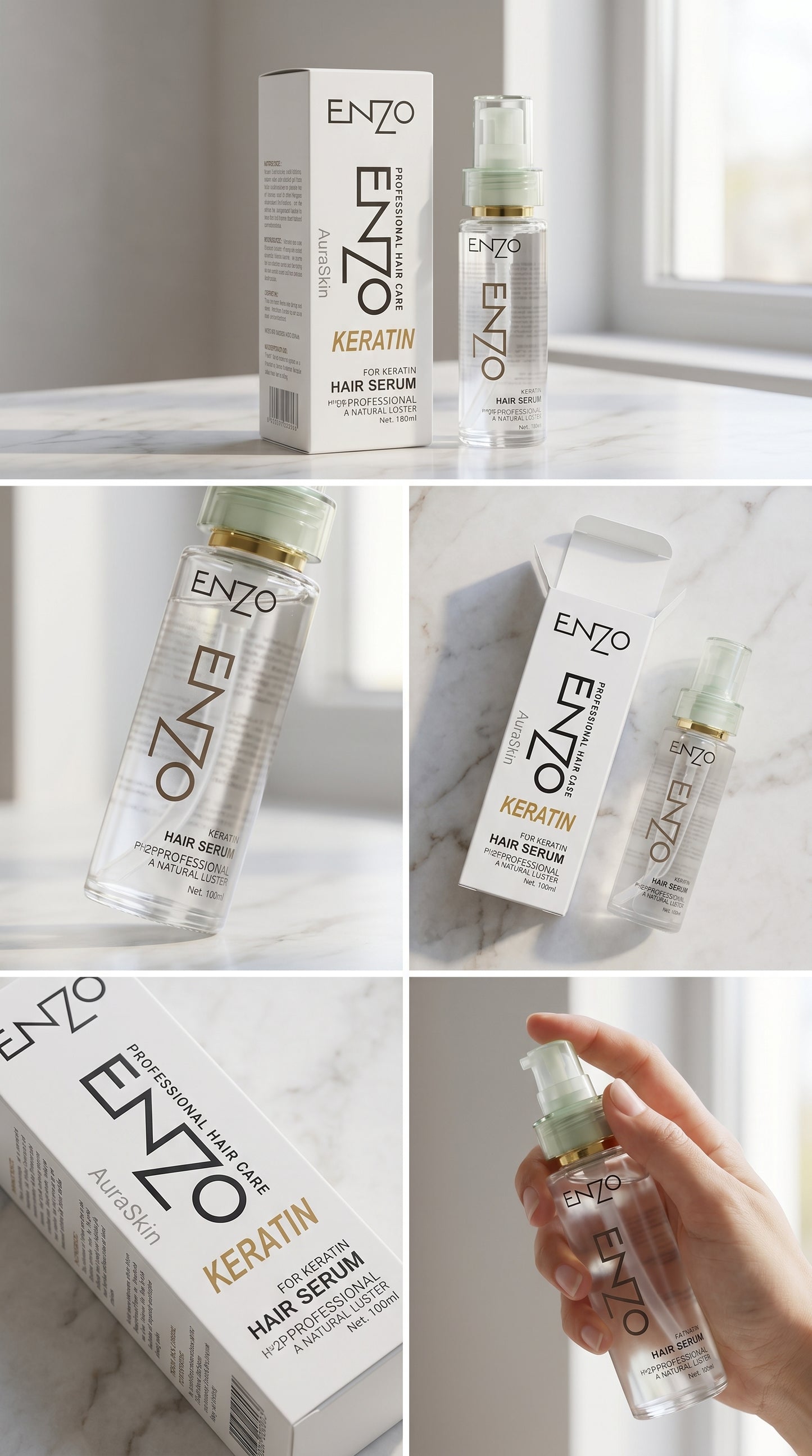 ENZO Keratin Hair Serum 100ml – Anti Frizz, Smooth & Silky Hair Care