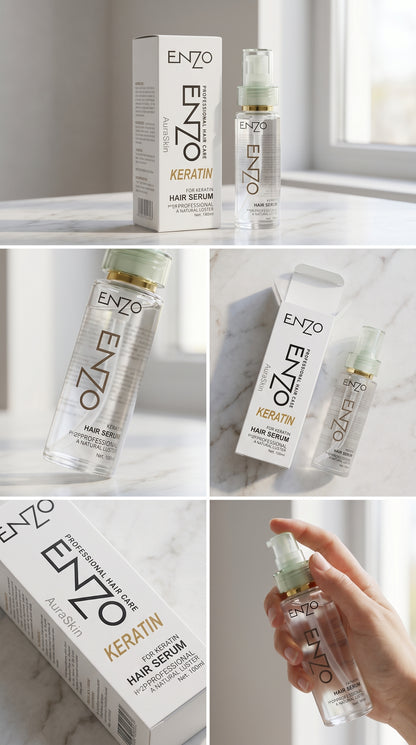 ENZO Keratin Hair Serum 100ml – Anti Frizz, Smooth & Silky Hair Care