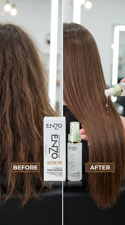 ENZO Keratin Hair Serum 100ml – Anti Frizz, Smooth & Silky Hair Care