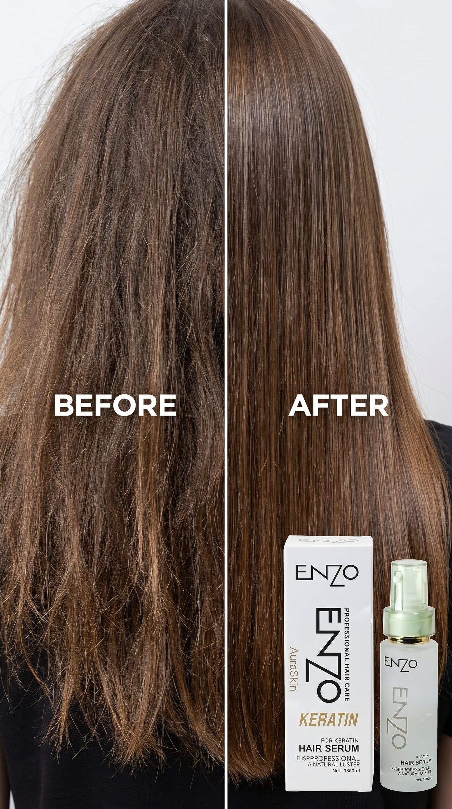 ENZO Keratin Hair Serum 100ml – Anti Frizz, Smooth & Silky Hair Care